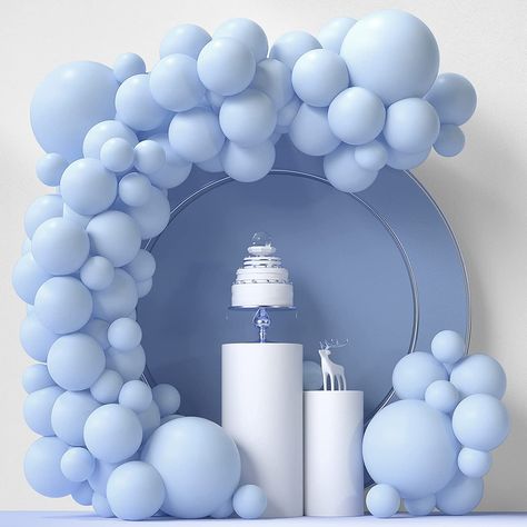 Baby Shower Balloon Decorations, Pastel Balloons, Wedding Shower Decorations, Garland Arch, Baby Shower Backdrop, Happy Birthday Balloons, White Balloons, Arch Kit, Blue Balloons