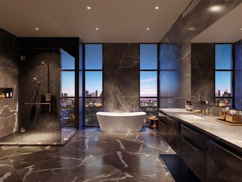 Private Elevator, Houston Homes, Black Living Room Decor, Location Inspiration, London House, New York Apartment, Apartment Bathroom, Elegant Bathroom, Architectural Design