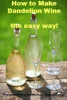 Dandelion Wine Recipe, Wine Making Recipes, Homemade Wine Recipes, Unique Wine Glass, Dandelion Wine, Homemade Alcohol, Wine Recipe, Foraging Recipes, Dandelion Tea