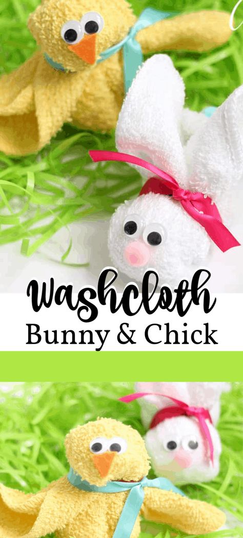 Washcloth Bunny, Washcloth Animals, Washcloth Crafts, Easter Eggs Kids, The Seasoned Mom, Easter Activities For Kids, Basket Making, Back To School Crafts, Crafts For Seniors