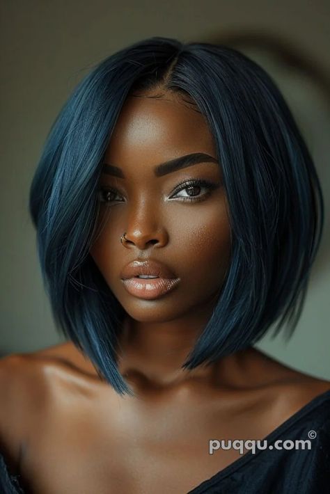 Black Bobs On Black Women, Short Hair Neck Length, Professional Hairstyles For Black Women, Cool Girl Bob, Bobs On Black Women Real Hair, Short Wavy Bob Hairstyles, Bob For Round Face, Bobs For Black Women, Black Women Bob Hairstyles