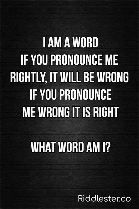 What word am i riddle - Riddlester Cement Room, Fun Brain Teasers, Tricky Riddles With Answers, Hard Riddles, Tricky Riddles, Fun Brain, Brain Training, Brain Teasers, Riddles