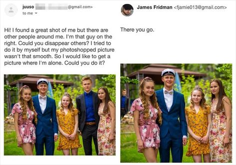 18 Of The Best Recent Photoshops By Master Troll James Fridman Who Takes Photo Requests Too Literally (18 New Pics) Funny Photo Editing, How To Build Resilience, Beach Cleanup, James Fridman, We Have A Winner, Funny Photoshop, Dad Jokes, Feeling Happy, Daily Mail