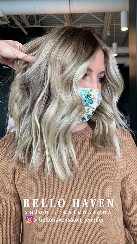 Lob With Extensions, Blending Halo Extensions With Short Hair, Lived In Blonde With Extensions, Mid Length Blonde Hair Extensions, Blonde Lob With Extensions, Blonde Extensions, Luxury Hair Extensions, Hair Extensions For Short Hair, Glam Hair