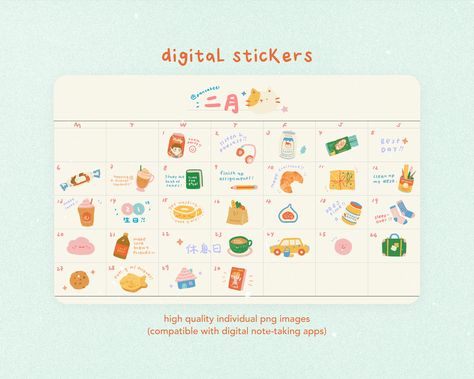 Mood Tracker Stickers, Sticker Sheet Printable, Calendar Design Inspiration, Goodnotes Journal, Cute Daily Planner, Tracker Stickers, Digital Stickers Goodnotes, Stickers Digital, Stickers Etsy