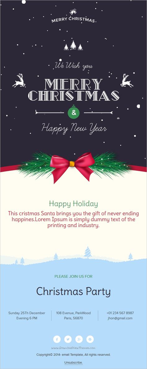 Christmas Email Template, Holiday Fonts Free, Product Infographic, Wordpress Template Design, Christmas Email, Email Header, Christmas Newsletter, Merry Christmas Font, Christmas Party Poster