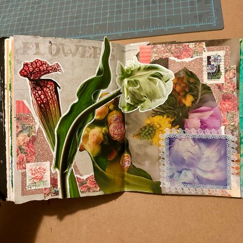 Magazine flower collage #magazine #collage #art #mixedmedia #journal #flowers Magazine Collage Art Mixed Media, Poetry Scrapbook, Magazine Collage Art, Caroline Birthday, 2025 Art, Journal Flowers, Collage Magazine, Ib Art, Floral Collage