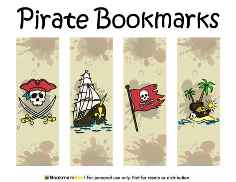 Free printable pirate bookmarks. Download the PDF template at http://bookmarkbee.com/bookmark/pirate/ Pirate Classroom, Pirate Books, Free Printable Bookmarks, Bookmark Designs, Christmas Bookmarks, Printable Bookmarks, Bookmark Template, Christmas Gift Tags Printable, Bookmarks Kids