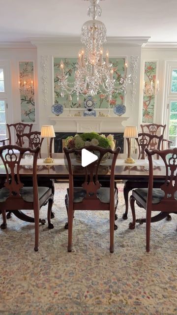 Chippendale Dining Room, Grand Millennial Decor, Host Chairs, Cordless Lamps, Chinoiserie Wallpaper, Dinner Inspiration, Chinoiserie Chic, Dinner Menu, Dining Room Design