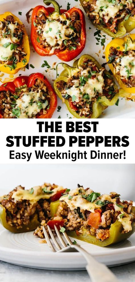 Best Stuffed Peppers, Pepper Recipes Healthy, Easy Stuffed Peppers, Pepper Recipes, Healthy Dinner Recipe, Easy Weeknight Dinner, Ground Beef Recipes For Dinner, Peppers Recipes, Health Dinner Recipes