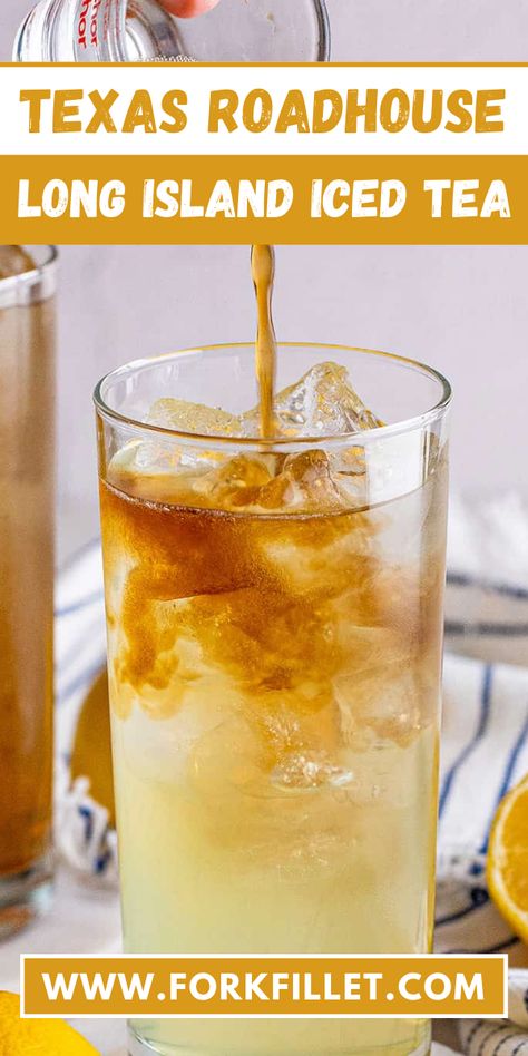 Are you looking for a yummy drink that's a mix of flavours? Today, we're talking about Texas Roadhouse Long Island Iced Tea Recipe. #TexasRoadhouse #LongIslandIcedTea #Recipe Applebees Long Island Iced Tea, How To Make Long Island Iced Tea, Easy Long Island Iced Tea, Long Island Ice Tea Alcoholic Drinks, Long Island Tea Recipe, Top Shelf Long Island Iced Tea Recipe, Texas Roadhouse Drinks, Long Island Iced Tea Recipe Pitcher, Best Long Island Iced Tea Recipe