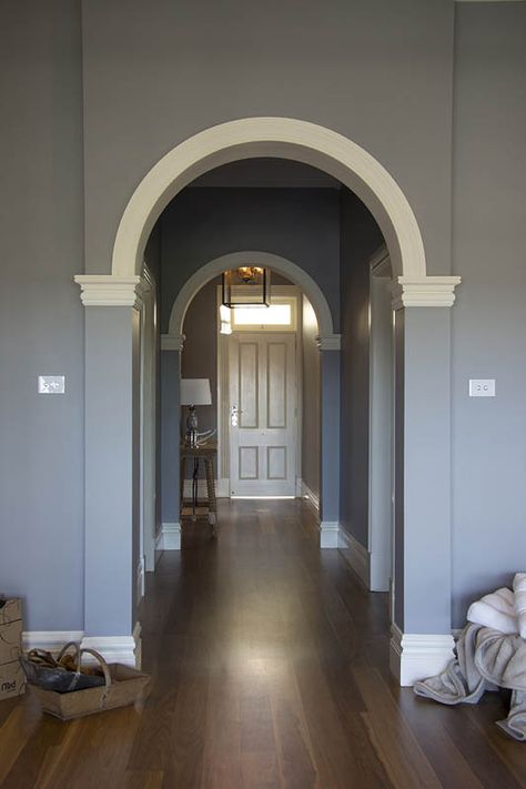 Heritage Refurbishment Architrave Ideas, Archway Trim, Victorian Arch, Hallway Arch, Door Architrave, Archways In Homes, Wainscoting Kits, Columns Decor, Timber Handrail