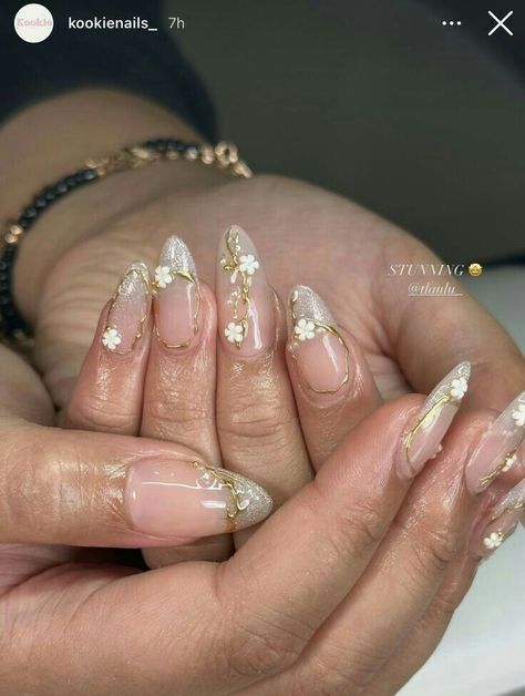 Graduation Nail Designs, White Nails With Gold, Long Almond Nails, Velvet Nails, Graduation Nails, Mermaid Nails, Fall Acrylic Nails, Pearl Nails, Almond Acrylic Nails