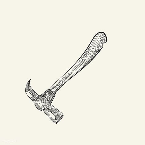 Vintage illustration of a hammer | free image by rawpixel.com Hammer Tattoo, Collage Tattoo, Kugisaki Nobara, Carpenter Tools, Chaotic Neutral, Household Goods, Black And White Illustration, Gardening Tools, Illustration Inspiration