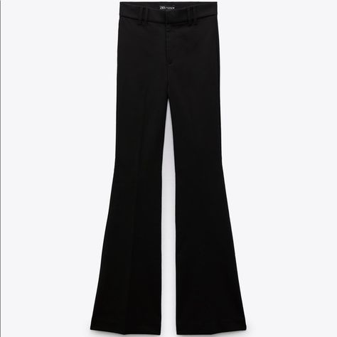 Zara - Trouser / Pants - Flared / High Rise - Black - Size 4 Zara Trousers, Black Flare Pants, Black Flare, Zara Pants, Trouser Pants, Flare Pants, Black Pants, High Rise, Size 4