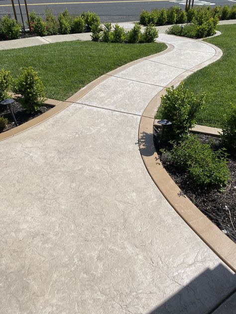 Stamped Concrete Sidewalk Ideas, Cement Walkways To Front Door, Concrete Porch Paint Ideas, Stamped Sidewalk, Concrete Patio Ideas On A Budget, Stamped Concrete Sidewalk, Stamped Concrete Walkways To Front Door, Concrete Sidewalk, Concrete Border Driveway