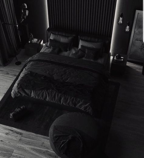 Black Themed Bedroom Aesthetic, Luxury Black Bedroom Design, Classic Bedroom Design Luxury, Wattpad Lifestyle, Luxury Black Bedroom, Modern Bedroom Design Luxury, Rainy River, Bedroom Design Luxury, Mansion Bedroom