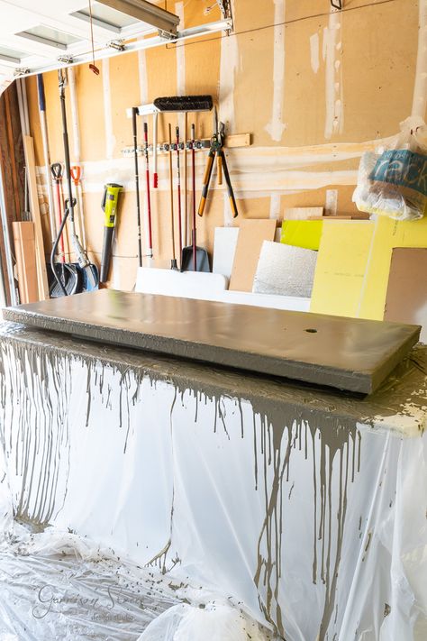 DIY Concrete Countertop Tutorial for Outdoor Kitchen | ©️GarrisonStreetDesignStudio | DIY | Concrete | Countertops | Tutorial | Outdoor | Kitchen | Easy | Overlay | Skim Coat | Over Wood | How to | Outdoor Kitchen Concrete Countertops | Concrete Counter Tops | Concrete Overlay Countertops | DIY Outdoor kitchen | Built-in | Traeger | Smoker | BBQ | Grill | Outdoor Kitchen DIY | Built In Smoker | Built In Traeger | Outdoor Cooking Area | Patio | Affordable | Cheap | Grill Station | Ideas Concrete Grill Station, Outdoor Kitchen Concrete Countertops, Concrete Overlay Countertops, Outdoor Concrete Countertops, Kitchen Built In, Grill Station, Outdoor Cooking Area, Concrete Overlay, Diy Concrete Countertops