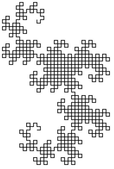 Fractals You Can Draw (The Dragon Curve or The Jurassic Fractal) Fractal Graphic Design, Radio Doodle, Arches Tattoo, Fractal Drawing, Sean Tattoo, Fractal Tattoo, Mathematics Art, Geometry Shapes, Art Motifs