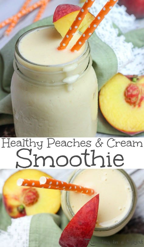 Dairy Free Smoothies Healthy, Easy Summer Breakfast, Peaches And Cream Smoothie, Almond Milk Smoothie Recipes, Peach Smoothie Recipes, Weight Watcher Desserts, Dairy Free Smoothies, Peach Smoothie, Smoothies With Almond Milk