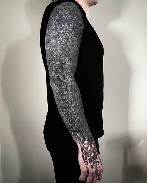 Hexagon Tattoo, Etching Tattoo, Woodcut Tattoo, Engraving Tattoo, Geometric Sleeve Tattoo, Throat Tattoo, Blackout Tattoo, White Ink Tattoo, Cool Forearm Tattoos