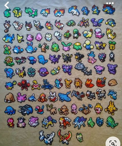 Perler Magnets, Latios Pokemon, Perler Bead Pokemon Patterns, Johto Region, Hama Beads Pokemon, Perler Beads Ideas, Starter Pokemon, Pokemon Cross Stitch, Pokemon Bead