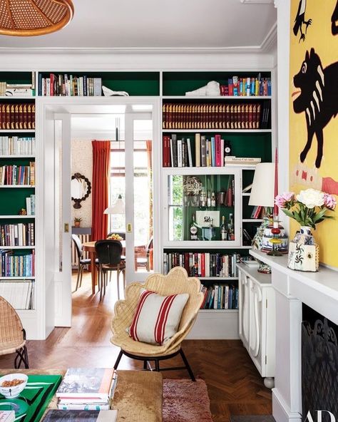 Lucy Williams Home on Instagram: “One decision I made pretty much instantly for the new house was that I wanted to do bookshelves around the opening between the two…” Beata Heuman, London Living Room, London Living, An Open Book, Interior Vintage, London House, Trendy Living Rooms, Cool Ideas, Open Book