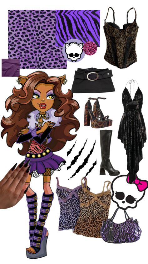 Clawdeen Wolf 💜🖤🤎 Wolf Costume, Clawdeen Wolf, Monster High Party, Monster High, Halloween Costumes, Cute Outfits, Halloween