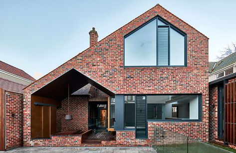 Tudor Revival | Warc Studio | Hunting for George Brick House Designs, Tudor Revival, Red Brick House, Brick Exterior House, Built In Seating, Brick Architecture, Brick Facade, Studio Photo, White Paneling