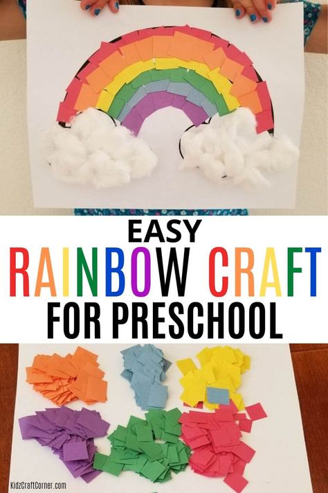 Easy construction paper kids craft for preschoolers and toddlers. This is the perfect craft for boys and girls who are learning their colors. Try this fun rainbow craft! #rainbowcraftforkids #kidscrafts #constructionpapercraftforkids Rainbow Paper Craft, Crafts Valentines, Craft For Preschoolers, Rainbow Craft, Construction Paper Crafts, Easy Toddler, Spring Crafts For Kids, Rainbow Paper, Rainbow Crafts