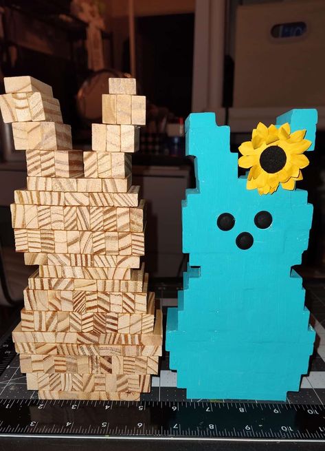 Diy Jenga, Jenga Crafts, Peep Bunny, Jenga Blocks, Pallet Christmas Tree, Pallet Christmas, Tower Block, Diy Dollar Tree Decor, Crafts Decor