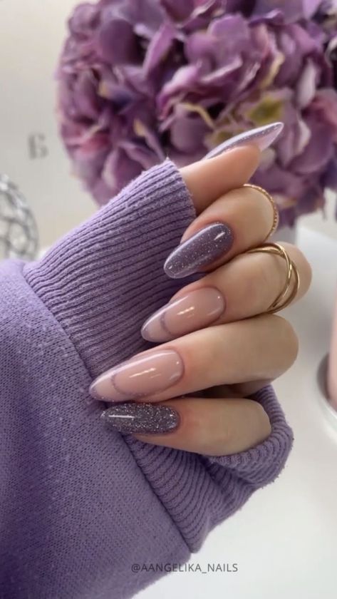 ليلو وستيتش, Lavender Nails, Ombre Acrylic Nails, Colorful Nails, Neutral Nails, Classy Nails, Fancy Nails, Chic Nails, Purple Nails