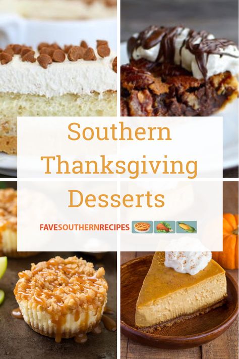 Thanksgiving dinner would not be complete without a sweet ending. This collection of Southern Desserts for Thanksgiving: 19 Thanksgiving Dessert Recipes is full of sugary treats that will be the perfect complement to your Turkey Day feast. Below you will find pecan pie recipes, pumpkin dessert recipes, and more. Each section is going to give you tons of inspiration! All of these tried-and-true Thanksgiving dessert recipes will please your family this Thanksgiving. Whether you choose a tradition Pecan Pie Recipes, Desserts For Thanksgiving, Southern Thanksgiving Recipes, Holiday Desserts Thanksgiving, Pumpkin Dessert Recipes, Thanksgiving Desserts Pumpkin, Thanksgiving Dessert Recipes, Southern Recipes Desserts, Sugary Treats