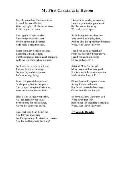 My First Christmas In Heaven Poem, First Christmas In Heaven Poem, My First Christmas In Heaven, Christmas With Jesus, First Christmas In Heaven, Christmas In Heaven Poem, Christmas Jello Shots, Messages From Heaven, Missing Loved Ones