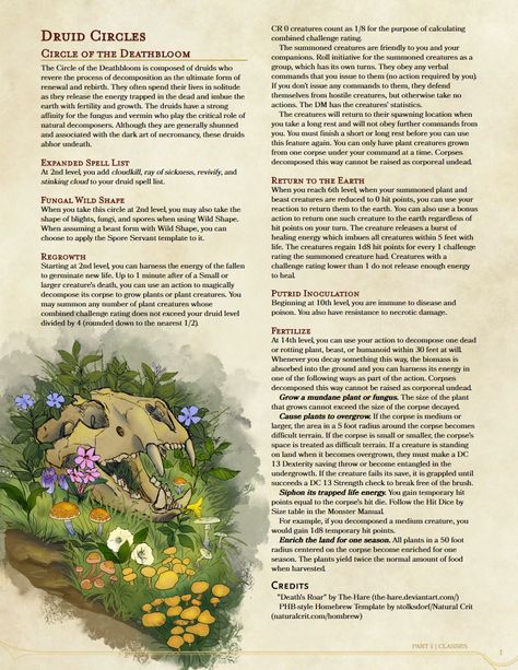 Dnd Homebrew Druid Subclasses, Druid Subclass Homebrew, Druid Homebrew 5e, Druid Subclasses 5e, Druid Homebrew, Druids Dnd, Druid Necromancer, Druid Circle, Homebrew Classes