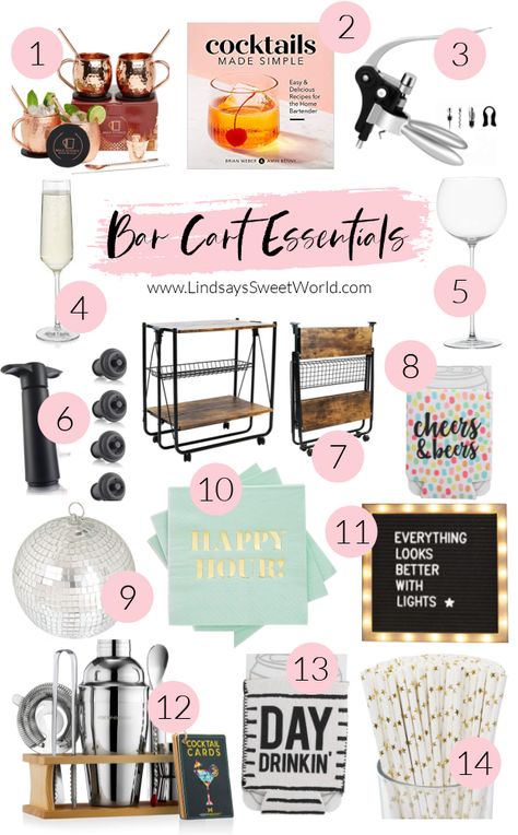 Bar Cart Gift Ideas, Bar Cart Must Haves, Bar Cart Ideas, Bar Cart Essentials, Bar Cart Accessories, Fun Wine Glasses, Diy Bar Cart, Wine Preserver, Cocktail Shaker Set