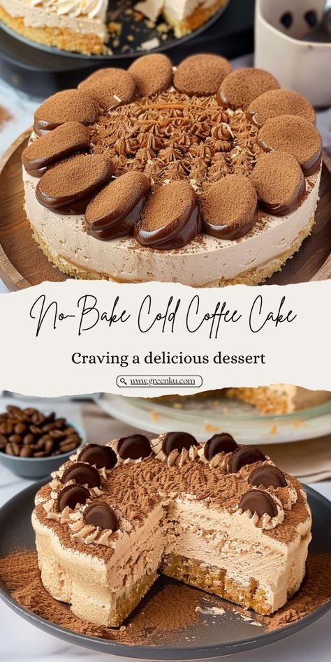 Quick and Easy No-Bake Cold Coffee Cake: Ready in 10 Minutes! Ingredients: 500 ml sweetened whipping cream 200 g condensed milk 40 ml strong coffee (cooled) 4 teaspoons instant coffee Ladyfinger biscuits Brewed coffee (for dipping) Bitter cocoa (for dusting) Coffee beans (for garnish) #Dessert #Cake Instant Coffee Dessert Recipes, Condensed Milk Desserts, Dessert Cups Recipes, Cold Cake, Quick Treats, Baking Recipes Cookies, Cold Desserts, Coffee Cake Recipes, Brewed Coffee