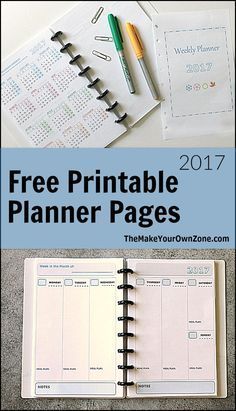 DIY Planner - Make your own weekly planner with these free printable pages for 2017.  Half size layout that's perfect for junior Arc notebooks. Free Printable Planner Pages, Arc Planner, Arc Notebook, Free Printable Planner, Notebook Templates, Planner Obsessed, Printable Planner Pages, Free Print, Planner Printables Free