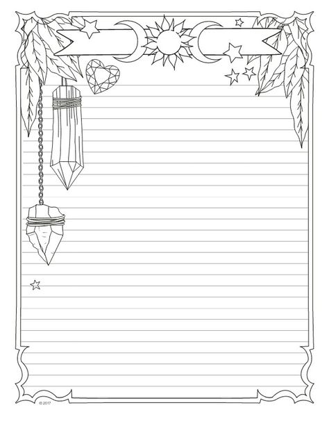 Witchy Lined Paper, Witchy Printables Journal Pages, Grimoire Page Borders, Spell Pages Printable, Wicca Journal Pages, Notebook Pages Aesthetic, Free Printable Journal Pages Templates Writing Papers, Blank Journal Pages Printable, Tarot Card Journal Pages