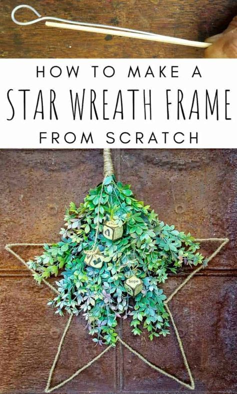 If you struggle to find a star wire wreath frame you can make your own using this easy to follow tutorial. Includes how to turn the wire wreath frame into this gorgeous Scandi inspired star wreath. #WireWreathFrameDIY #EasyStarWreath #aCraftyMix #HowtoWireWreath #StarWireWreath #ScandiWreath Star Wire Wreath, Star Wreath Frame, Wire Star, Star Wreath, Diy Sale, Picture Frame Crafts, Wire Wreath Frame, Rustic Ornaments, Wreath Frame