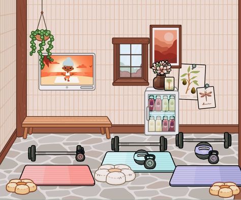 Toca Boca Yoga Room, World Gym, Toka Boka, Toca Life World, Create Your Own World, Aesthetic Room Ideas, Gym Room, Gym Classes, Toca Life