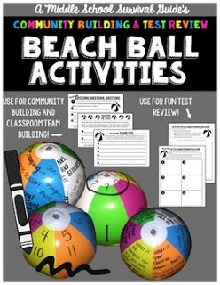 A Middle School Survival Guide Beach Ball Activities, Ball Activities, Beach Classroom, Staar Review, Classroom Community Activities, Beach Theme Classroom, School Icebreakers, Alphabet Activities Kindergarten, Middle School Survival