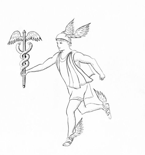 Greek God Drawing, God Drawing Easy, Hermes Symbol, Hermes Greek God, God Drawing, Symbol Drawing, Greek God, Drawing Easy, Greek Gods