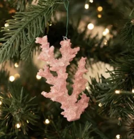 Reef Christmas, Jellyfish Ornament, Beach Christmas Ornaments, Coastal Christmas Decor, Coral Decor, Rough Texture, Beach Christmas, Coastal Christmas, Pink Coral