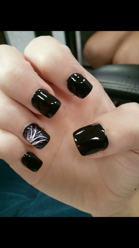 Nails With Lavender, Nails Black Square, Black And Gray Nails, Black Acrylic Nail Designs, Nail Decals Designs, Fruit Nail Designs, Mani Ideas, Halloween Acrylic, Square Nail