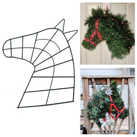 Diy Wall Hanging Decorations, Horse Head Wreath, Diy Garlands, Diy Girlande, Diy Christmas Decorations For Home, Metal Wreath Frame, Iron Ring, Hanging Wreath, Wall Hanging Diy