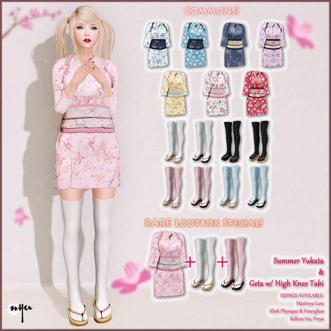 Summer Yukata & Geta w/ High-Knee Tabi Sims 4 Cc Kimono Dress, Sims 4 Geta Shoes, Yukata Sims 4 Cc, Ts4 Kimono, Sims 4 Yukata, Kimono Sims 4 Cc, Sims 4 Kimono Cc, Sims 4 Japanese Cc Clothes, Sims 4 Japanese Cc