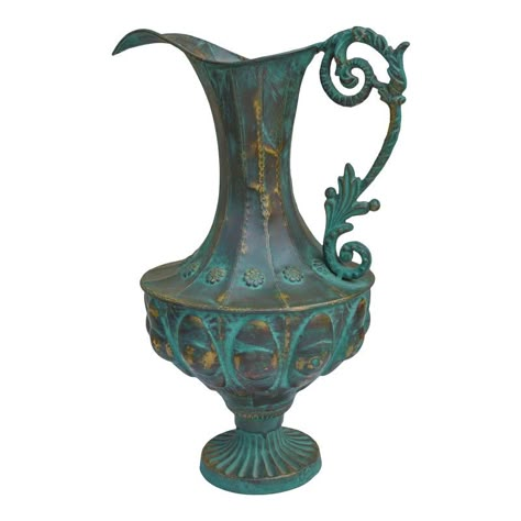 Antique French cast bronze vase with handle. Ornate engraved details. Victorian Vases, Bronze Vase, Vase Shapes, Antique Vase, Vintage Objects, Vintage Vases, Antique Shops, Antique Items, Flower Vases