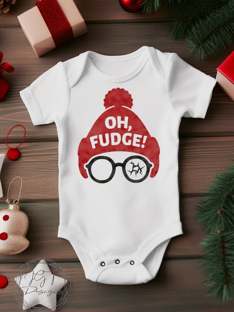 Christmas Onsies Baby, Christmas Onsies, Christmas Onesies, Onesie Ideas, Holiday Onesies, Oh Fudge, Christmas Onesie, Cricut Christmas, Christmas Clothes