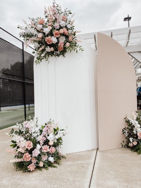 Wooden Panel Backdrops | Custom Silk Floral Rentals - Blossom with Love - Indiana Venue - The Club at Chatham Hills Backdrop Rental, Curved Wood Backdrop, White Floral Photo Backdrop, Butterfly Wood Backdrop, Floral Wall Backdrop Pink, Floral Wall Backdrop Blue Purle And Pink, Wooden Backdrops, Event Backdrop, Blossom